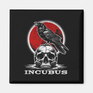 Incubus Skull With Moon And Crow Gothic Halloween  Magnet