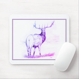 Indecision w/border (elk drawing/purple) mouse pad