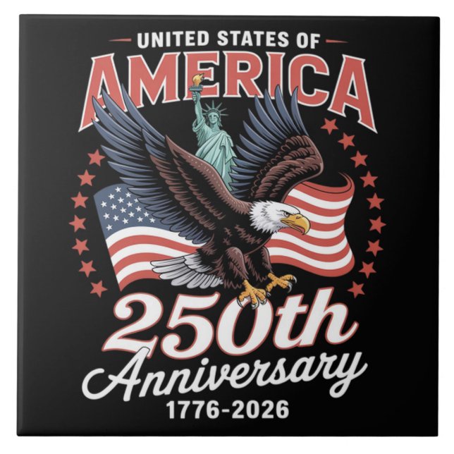 Independence Day 250th Anniversary USA  Ceramic Tile (Front)