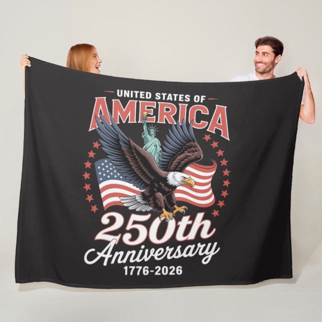 Independence Day 250th Anniversary USA  Fleece Blanket (In Situ)