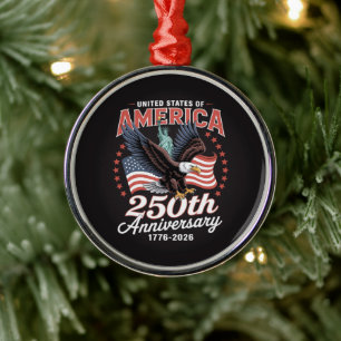 Independence Day 250th Anniversary USA Metal Ornament