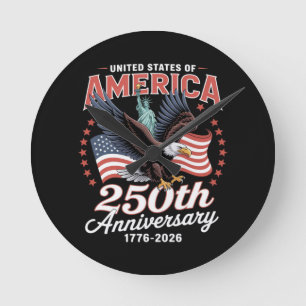 Independence Day 250th Anniversary USA Round Clock