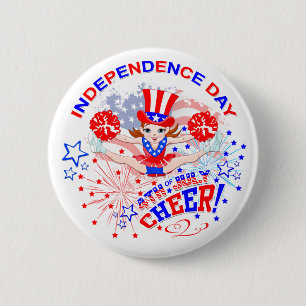 Independence Day, 4th July, Cheer, Button Badge.