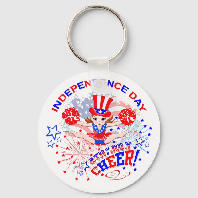 Independence Day, 4th July, Cheer  key ring (Front)