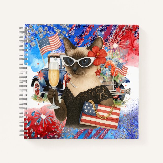 Independence Day 4th July for Cat Lovers  Notebook (Front)