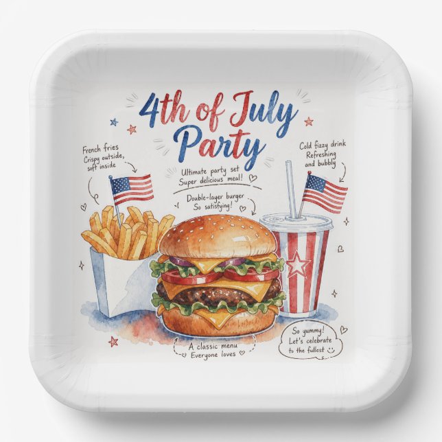  Independence Day 4th July party   Paper Plate (Front)