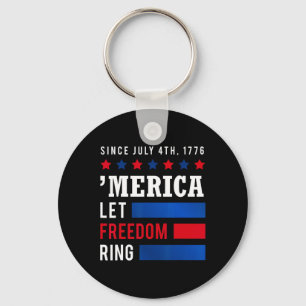 Independence Day 4th July Usa Flag America Let Fre Key Ring
