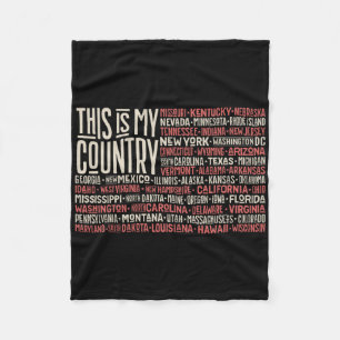 Independence Day 4th July Usa Flag America State M Fleece Blanket