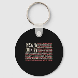 Independence Day 4th July Usa Flag America State M Key Ring