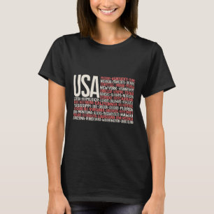 Independence Day 4th July Usa Flag America State M T-Shirt
