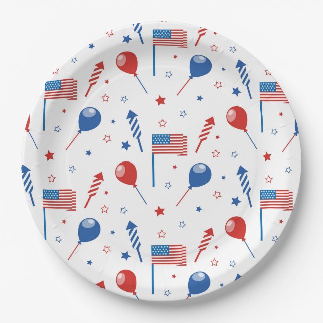 Independence Day 4th of July Paper Plate (Front)