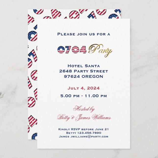 Independence Day 4th of July Party Invitation USA (Front/Back)
