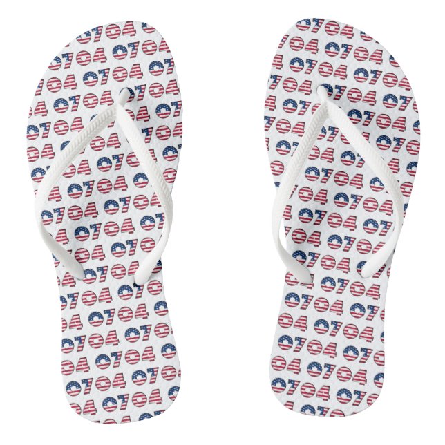 Independence Day 4th of July Stars and Stripes USA Thongs (Footbed)