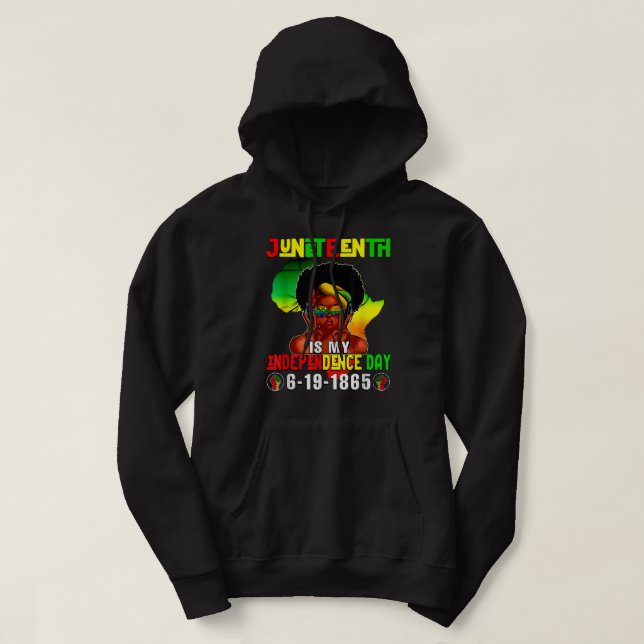 Independence Day Afro Melanin Black Natural Hair J Hoodie (Design Front)