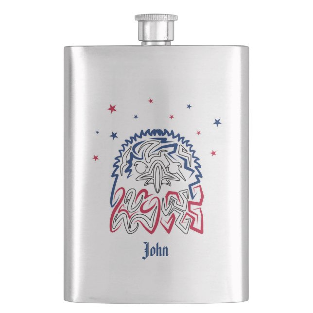 Independence Day American Eagle Stars Hip Flask (Front)