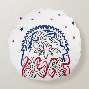 Independence Day American Eagle Stars Round Cushion