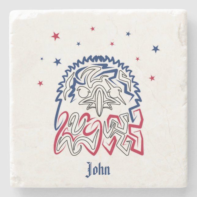 Independence Day American Eagle Stars Stone Coaster (Front)