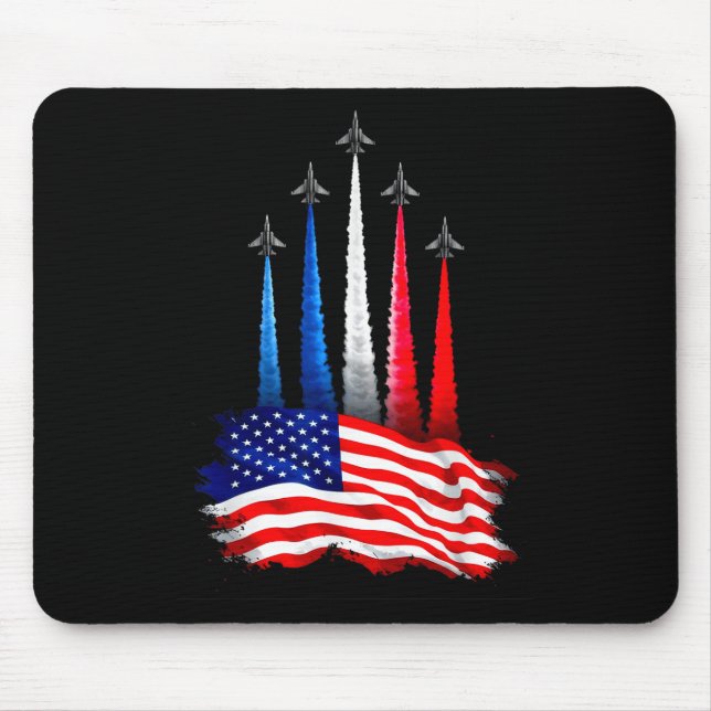 Independence Day American Flag Jet Planes 4th Of J Mouse Pad (Front)
