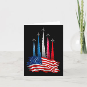 Independence Day American Flag Jet Planes Red Whit Card