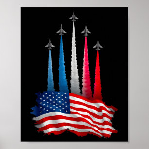 Independence Day American Flag Jet Planes Red Whit Poster