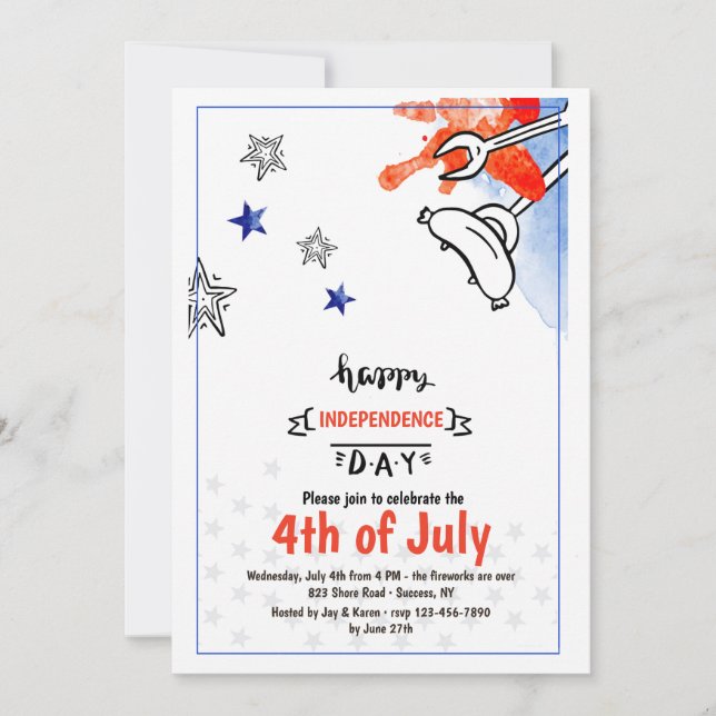Independence Day BBQ 2 Invitation (Front)