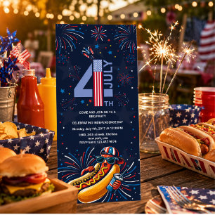 independence day BBQ party fireworks 4th of July  Invitation