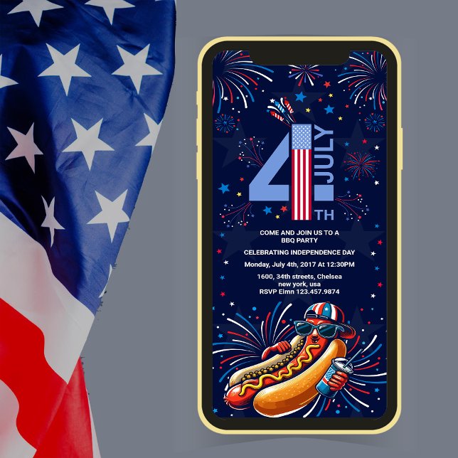 independence day BBQ party fireworks 4th of July  Invitation (Creator Uploaded)