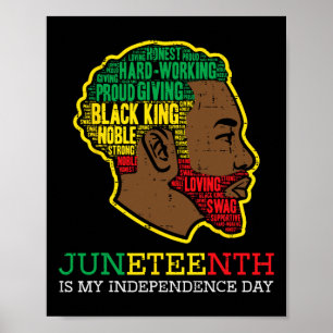 Independence Day Black King Men Boys Kids Youth Poster