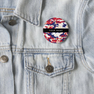 Independence day Camouflage Your name Personalise 6 Cm Round Badge