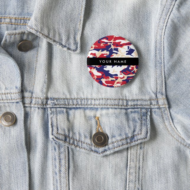 Independence day Camouflage Your name Personalise 6 Cm Round Badge (In Situ)