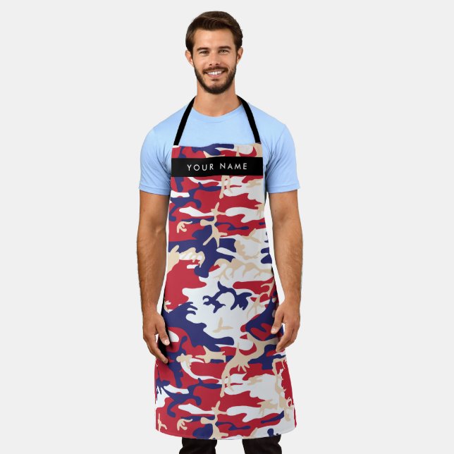 Independence day Camouflage Your name Personalise Apron (Worn)