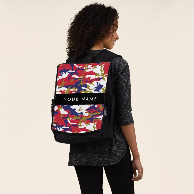 Independence day Camouflage Your name Personalise Backpack (Worn)