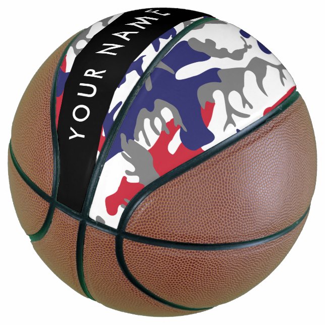 Independence day Camouflage Your name Personalise Basketball (Angled)