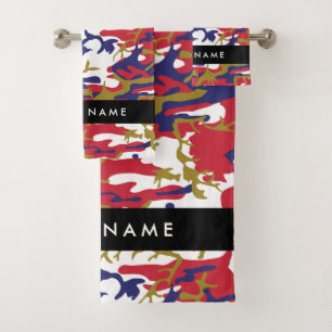 Independence day Camouflage Your name Personalise Bath Towel Set