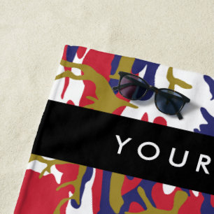 Independence day Camouflage Your name Personalise Beach Towel