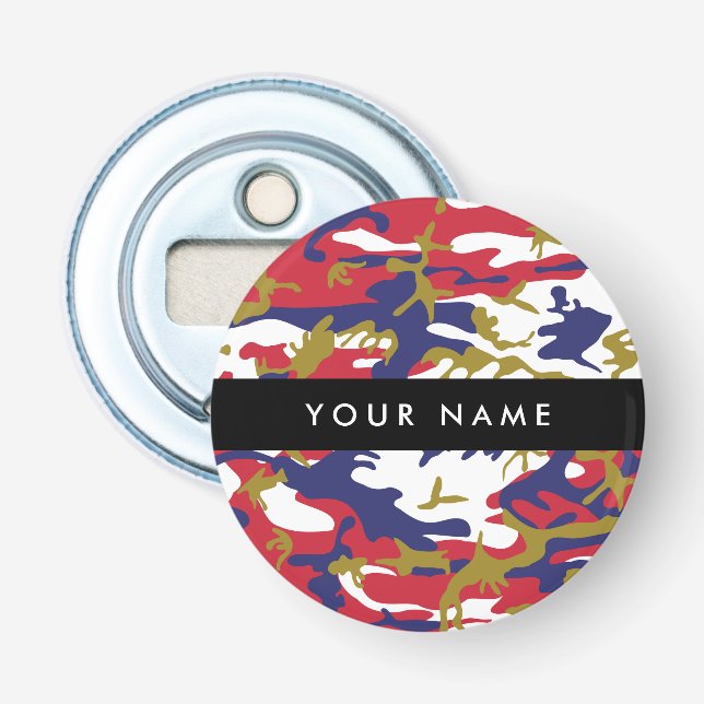 Independence day Camouflage Your name Personalise Bottle Opener (Front)