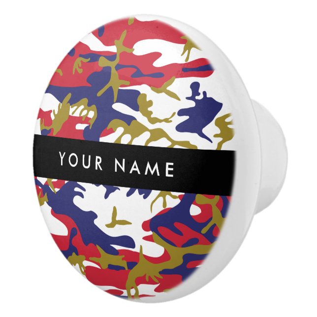 Independence day Camouflage Your name Personalise Ceramic Knob (Right)
