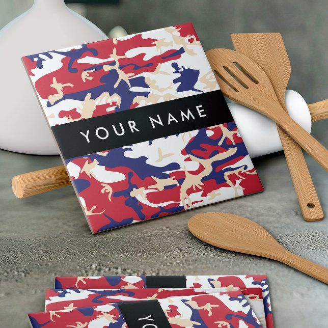 Independence day Camouflage Your name Personalise Ceramic Tile (Creator Uploaded)