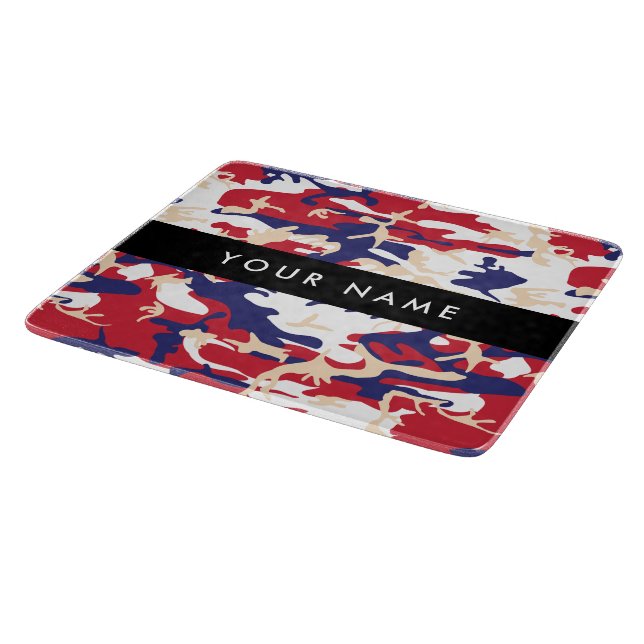 Independence day Camouflage Your name Personalise Cutting Board (Corner)