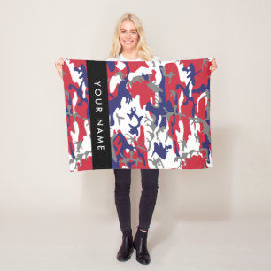 Independence day Camouflage Your name Personalise Fleece Blanket