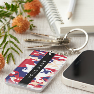 Independence day Camouflage Your name Personalise Key Ring