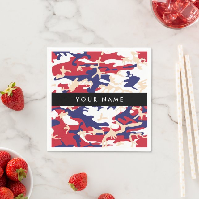 Independence day Camouflage Your name Personalise Napkin (Insitu)