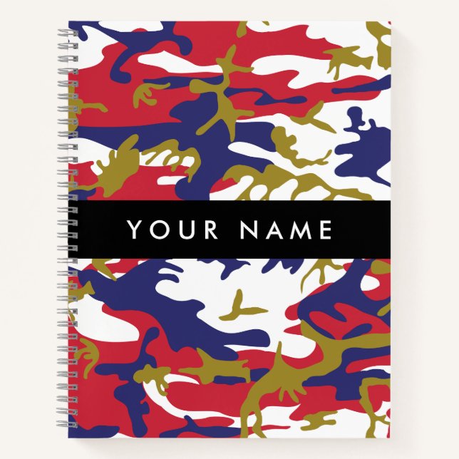 Independence day Camouflage Your name Personalise Notebook (Front)