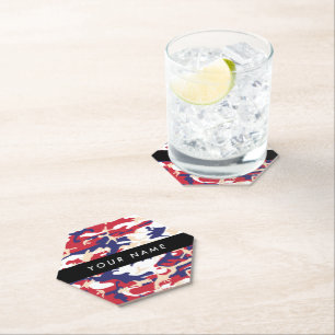 Independence day Camouflage Your name Personalise Paper Coaster