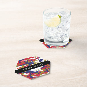 Independence day Camouflage Your name Personalise Paper Coaster