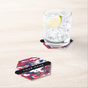 Independence day Camouflage Your name Personalise Paper Coaster