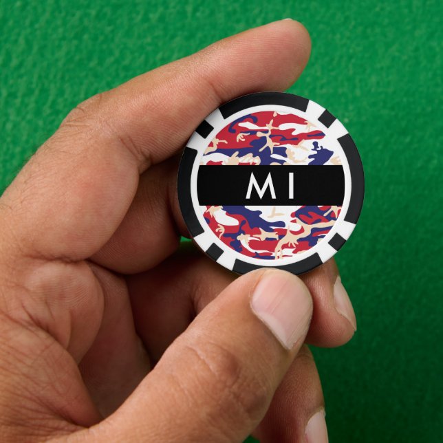 Independence day Camouflage Your name Personalise Poker Chips (Hand)