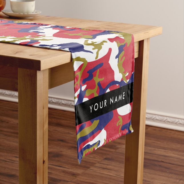 Independence day Camouflage Your name Personalise Short Table Runner (In Situ)
