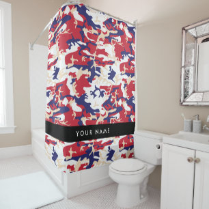 Independence day Camouflage Your name Personalise Shower Curtain