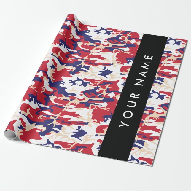 Independence day Camouflage Your name Personalise Wrapping Paper (Unrolled)